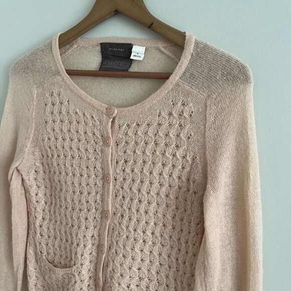 Anthropologie Guinevere Gossamer Mohair Cardigan Sweater S Peach Cottagecore - Picture 9 of 12